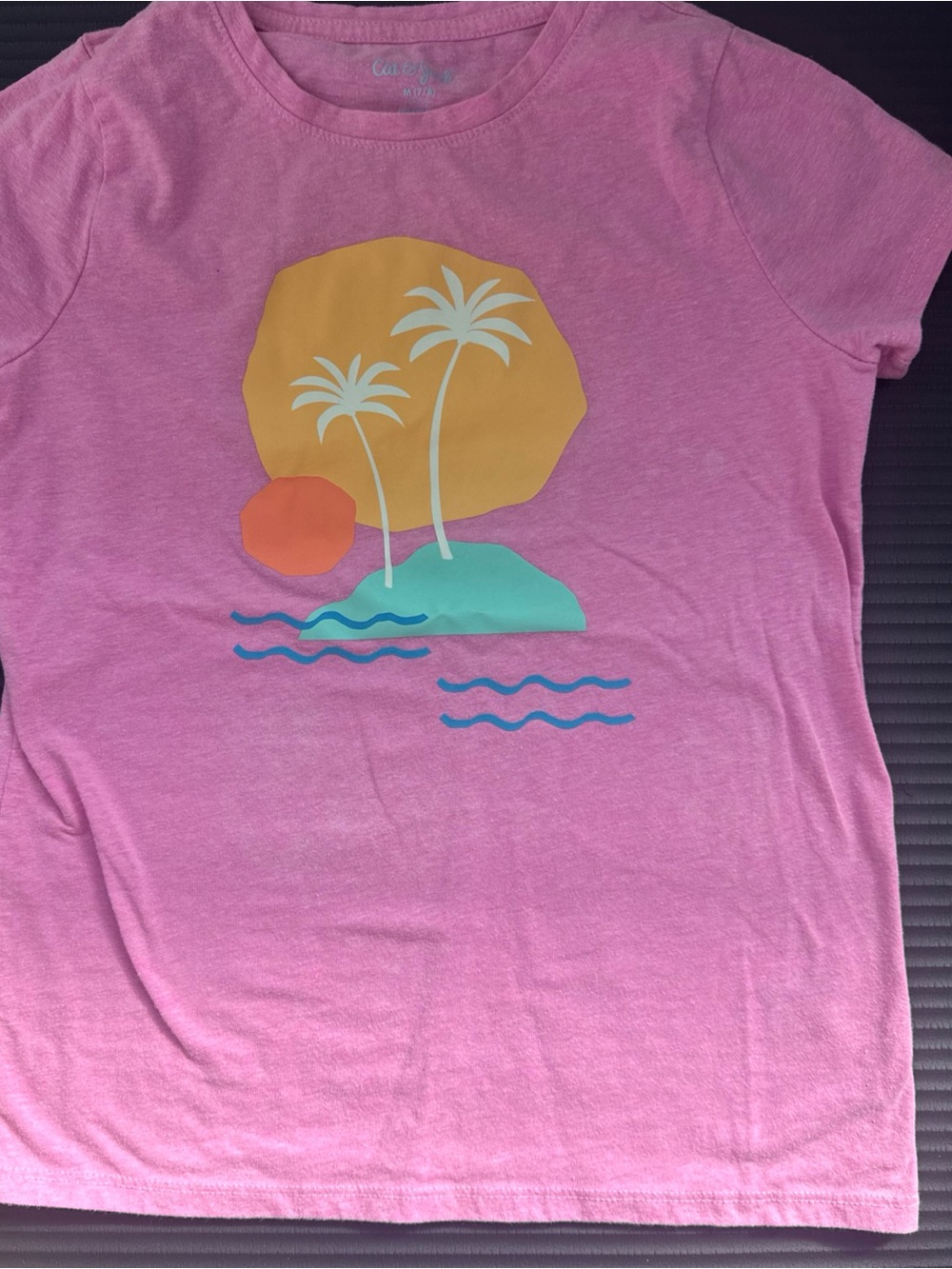 Cat & Jack Pink Tee with Aqua Logo Print